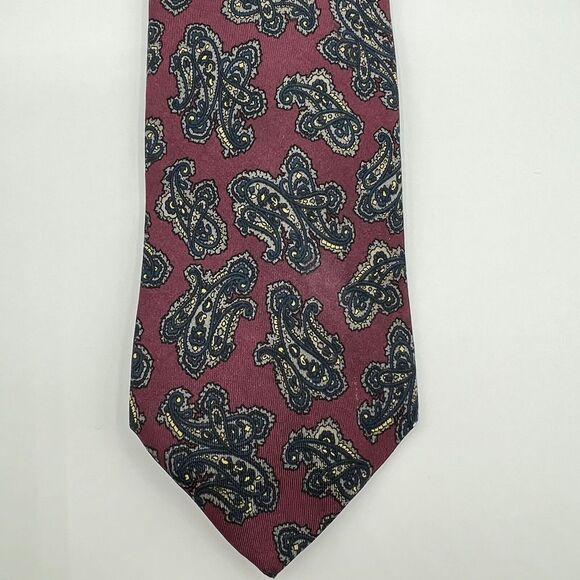 Robert Talbott For Redwood & Ross Burgundy Multicolor Paisley Silk Tie Necktie - Picture 1 of 7